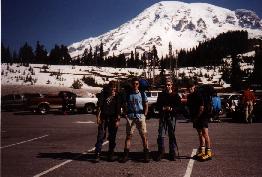 Steph, Matt, Mark, and James at the Paradise ranger station on June 29