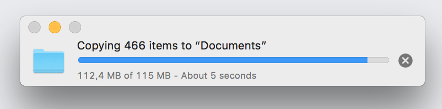 macOS file transfer dialog.